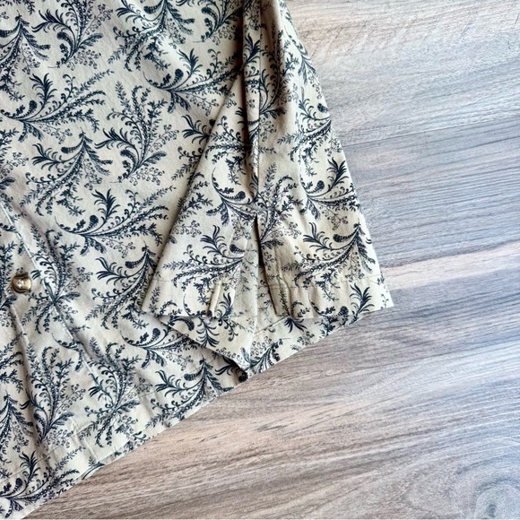 Jennifer Moore L cotton button up foliage print shirt beige black - Picture 8 of 10